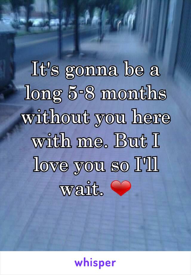 It's gonna be a long 5-8 months without you here with me. But I love you so I'll wait. ❤