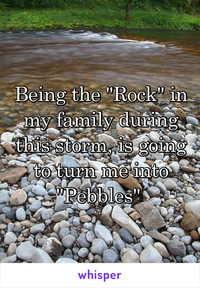 Being the "Rock" in my family during this storm, is going to turn me into "Pebbles" 