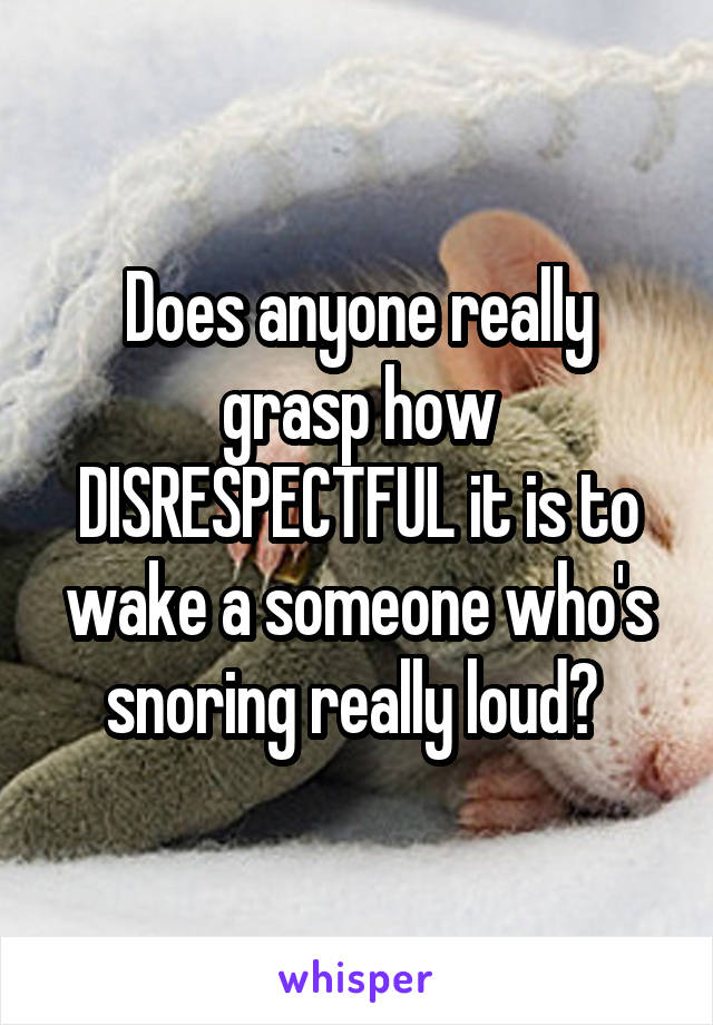 Does anyone really grasp how DISRESPECTFUL it is to wake a someone who's snoring really loud? 