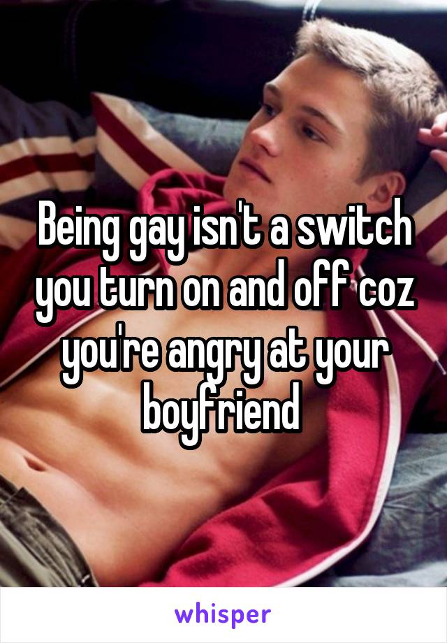 Being gay isn't a switch you turn on and off coz you're angry at your boyfriend 