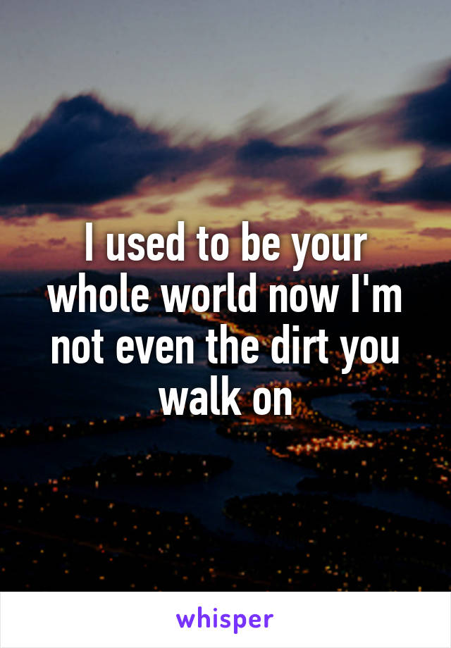 I used to be your whole world now I'm not even the dirt you walk on