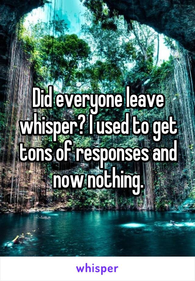 Did everyone leave whisper? I used to get tons of responses and now nothing.