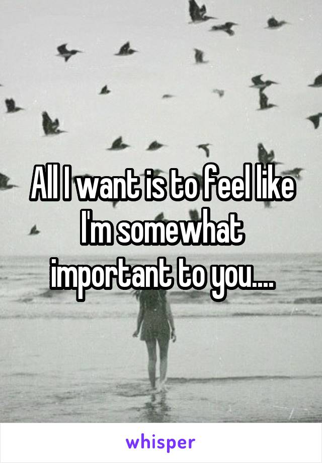 All I want is to feel like I'm somewhat important to you....