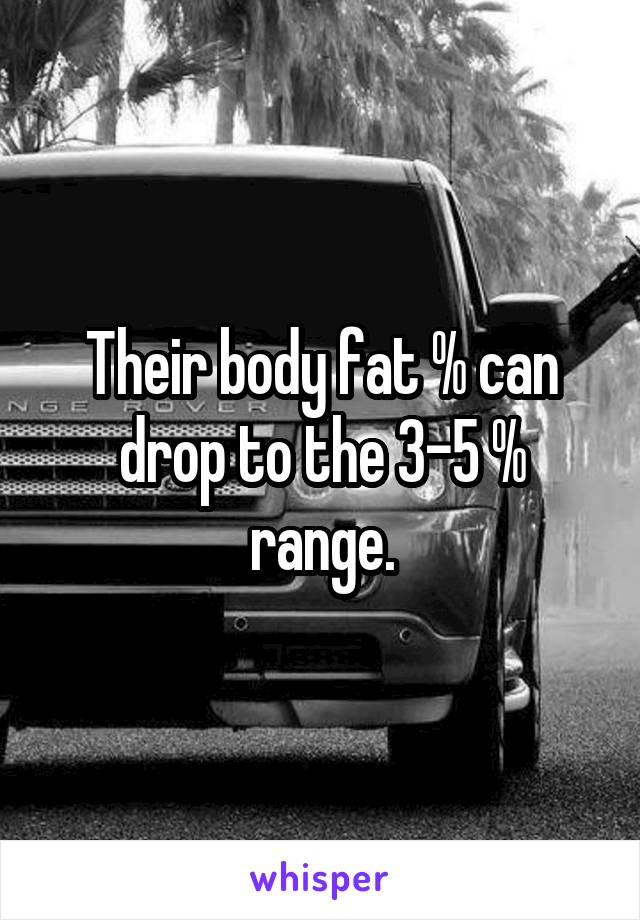 Their body fat % can drop to the 3-5 % range.