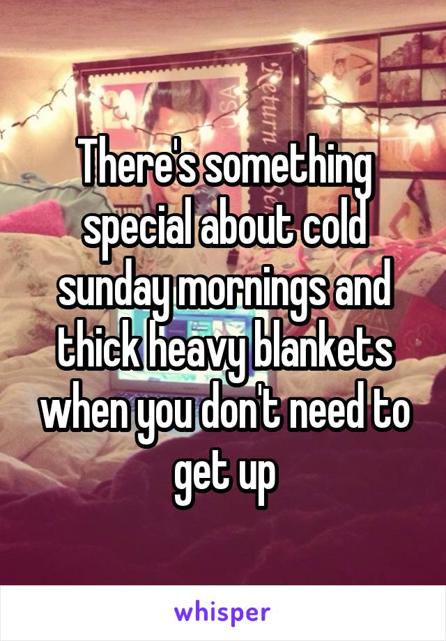 There's something special about cold sunday mornings and thick heavy blankets when you don't need to get up