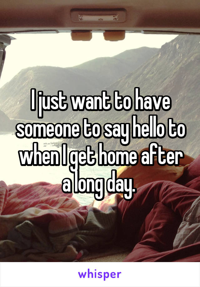 I just want to have someone to say hello to when I get home after a long day. 