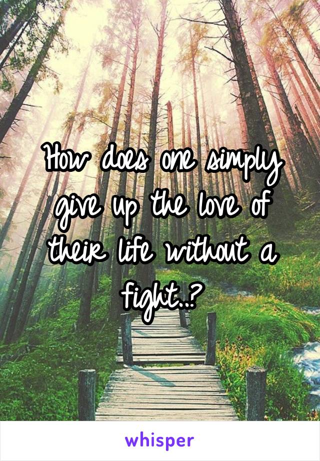 How does one simply give up the love of their life without a fight..?