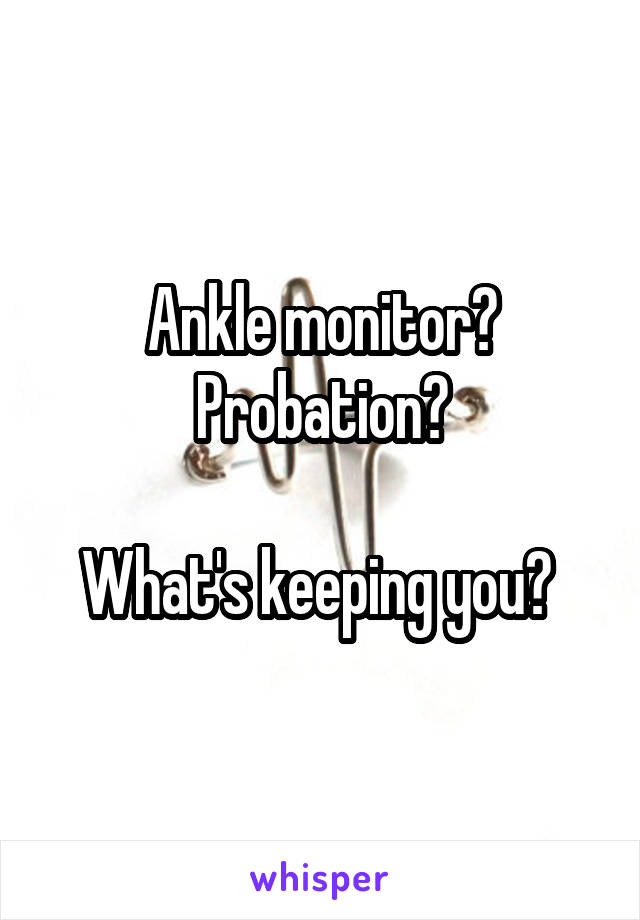 Ankle monitor?
Probation?

What's keeping you? 