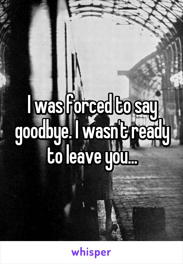 I was forced to say goodbye. I wasn't ready to leave you...