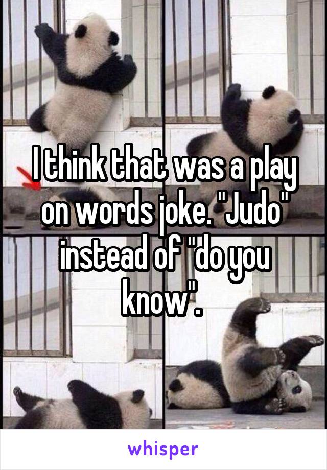 I think that was a play on words joke. "Judo" instead of "do you know". 