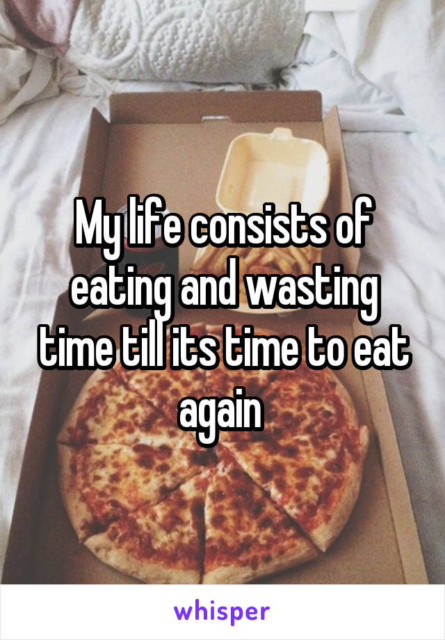 My life consists of eating and wasting time till its time to eat again 