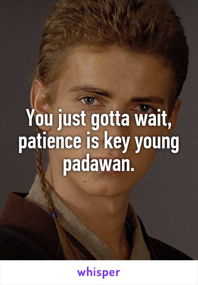 You just gotta wait, patience is key young padawan.