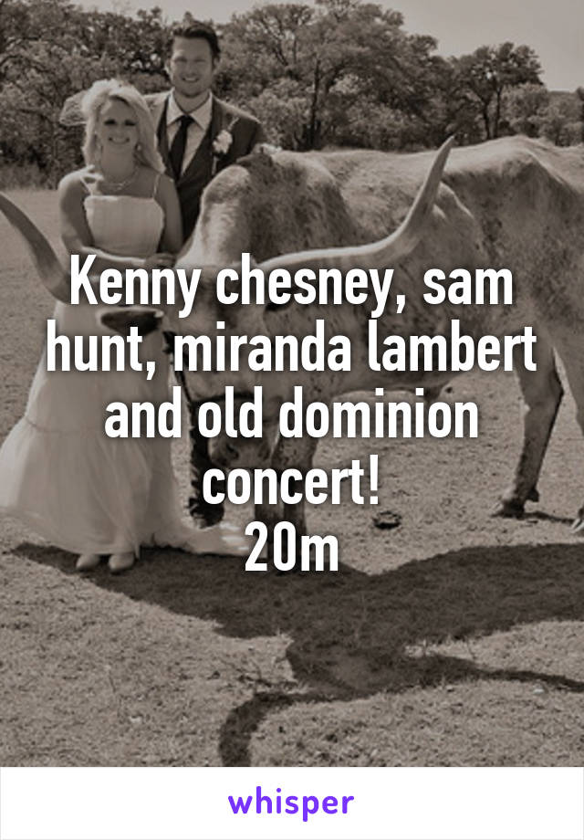 Kenny chesney, sam hunt, miranda lambert and old dominion concert!
20m