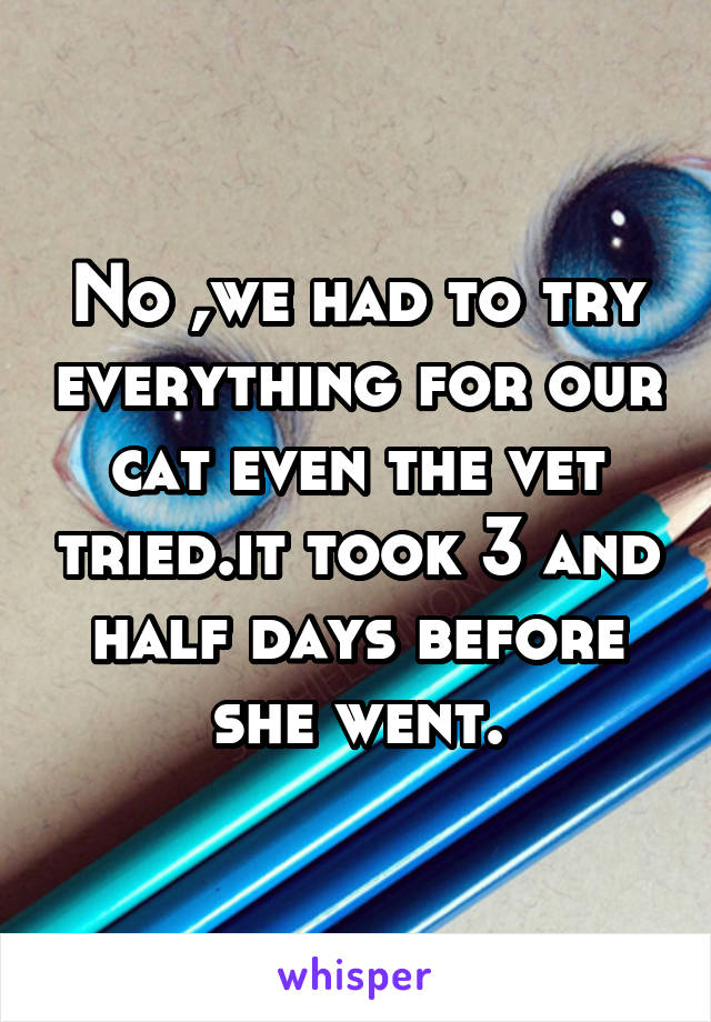 No ,we had to try everything for our cat even the vet tried.it took 3 and half days before she went.