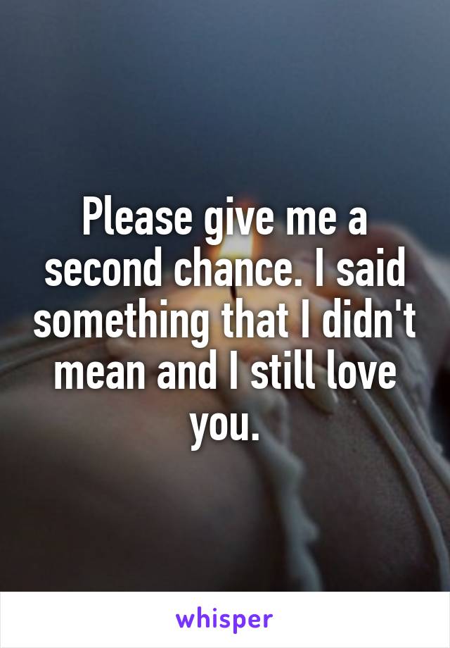 Please give me a second chance. I said something that I didn't mean and I still love you.