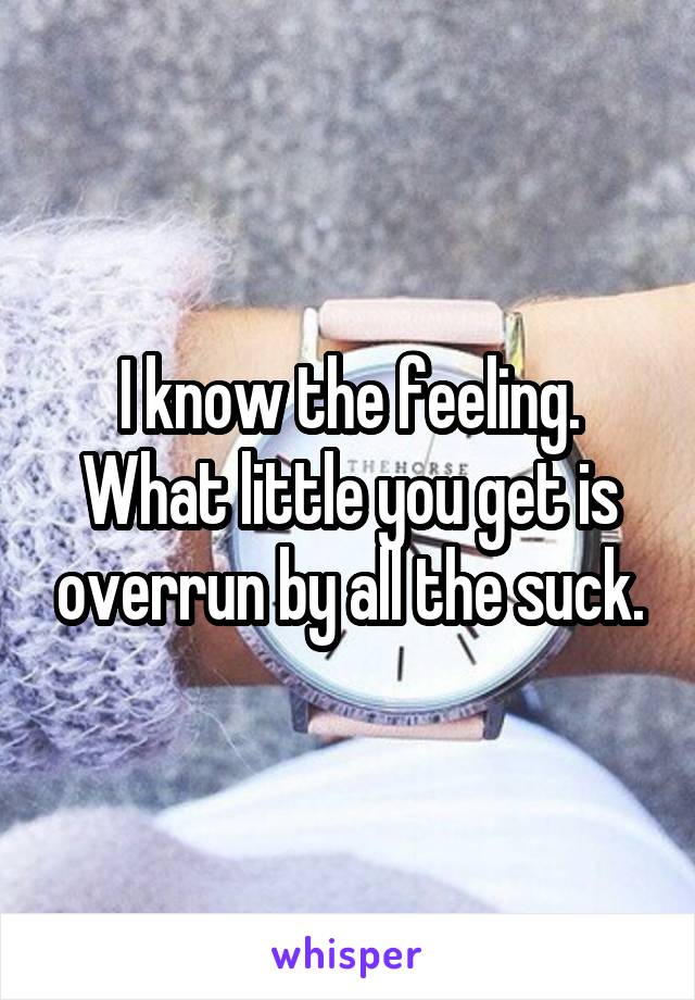 I know the feeling. What little you get is overrun by all the suck.