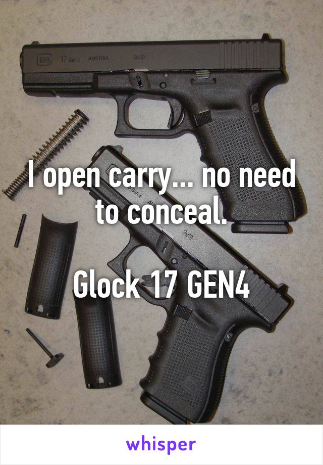 I open carry... no need to conceal.

Glock 17 GEN4