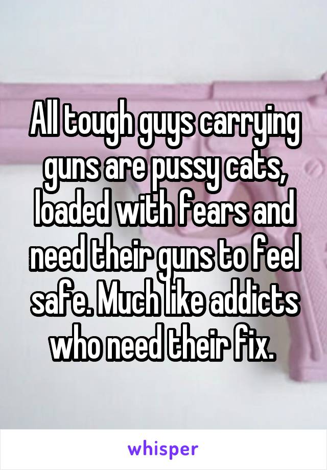 All tough guys carrying guns are pussy cats, loaded with fears and need their guns to feel safe. Much like addicts who need their fix. 