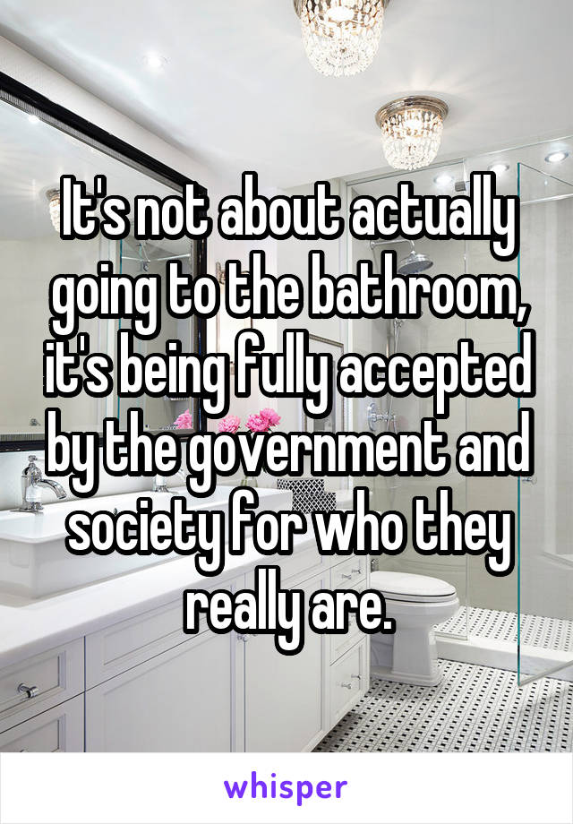 It's not about actually going to the bathroom, it's being fully accepted by the government and society for who they really are.