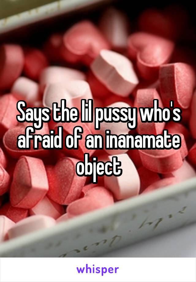 Says the lil pussy who's afraid of an inanamate object