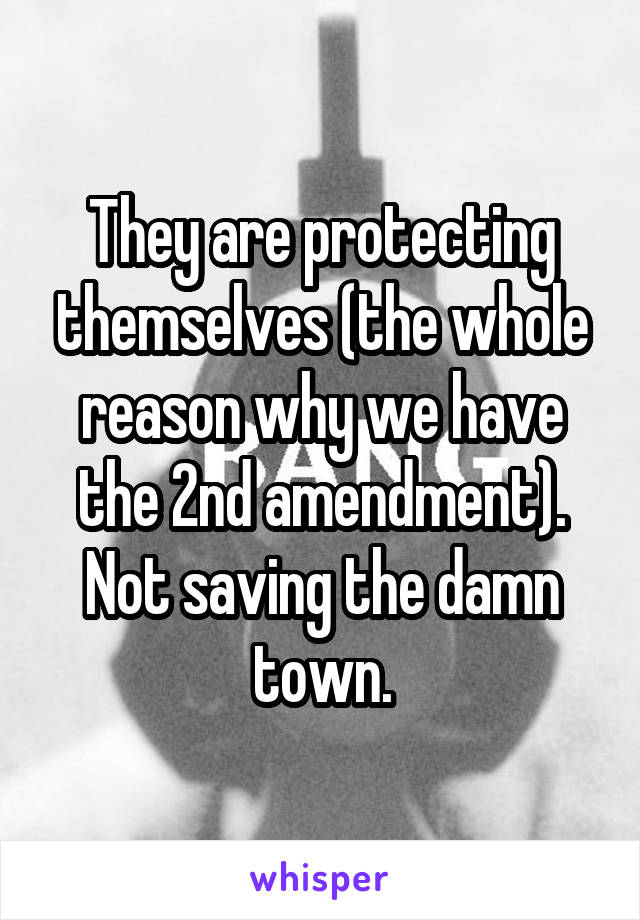 They are protecting themselves (the whole reason why we have the 2nd amendment). Not saving the damn town.