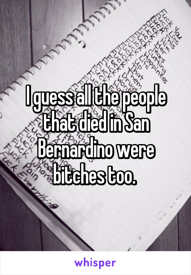 I guess all the people that died in San Bernardino were bitches too. 