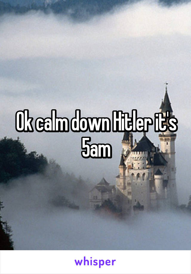 Ok calm down Hitler it's 5am