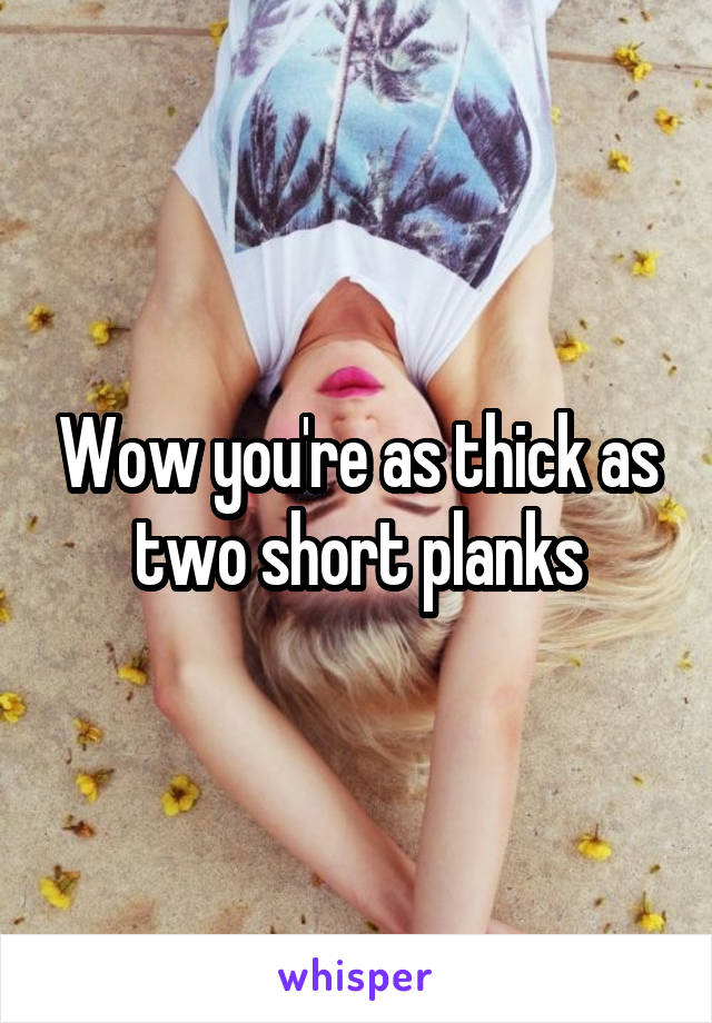 Wow you're as thick as two short planks