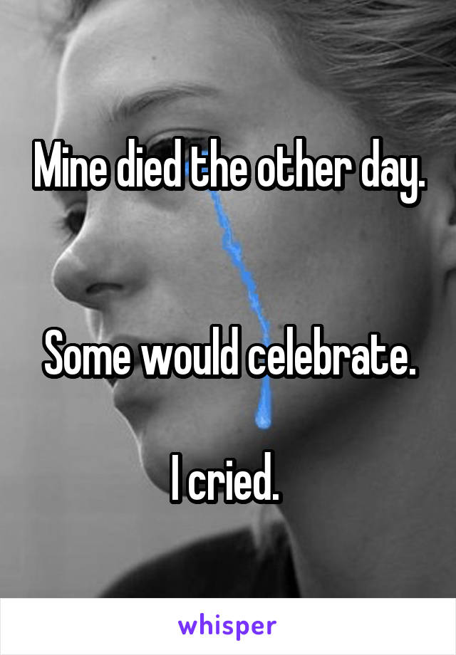 Mine died the other day. 

Some would celebrate.

I cried. 