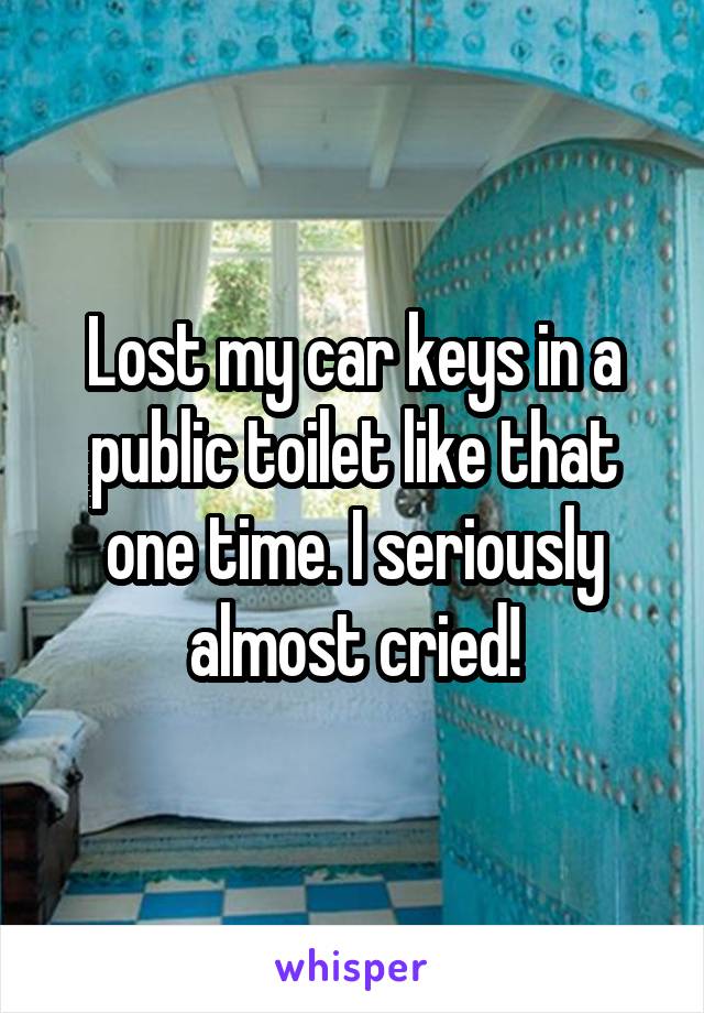 Lost my car keys in a public toilet like that one time. I seriously almost cried!