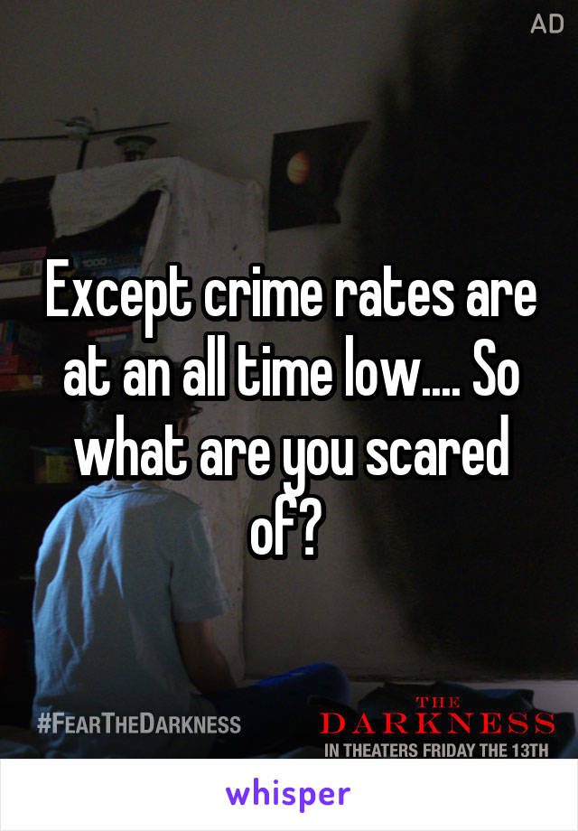 Except crime rates are at an all time low.... So what are you scared of? 