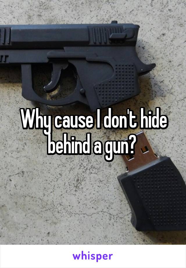 Why cause I don't hide behind a gun? 