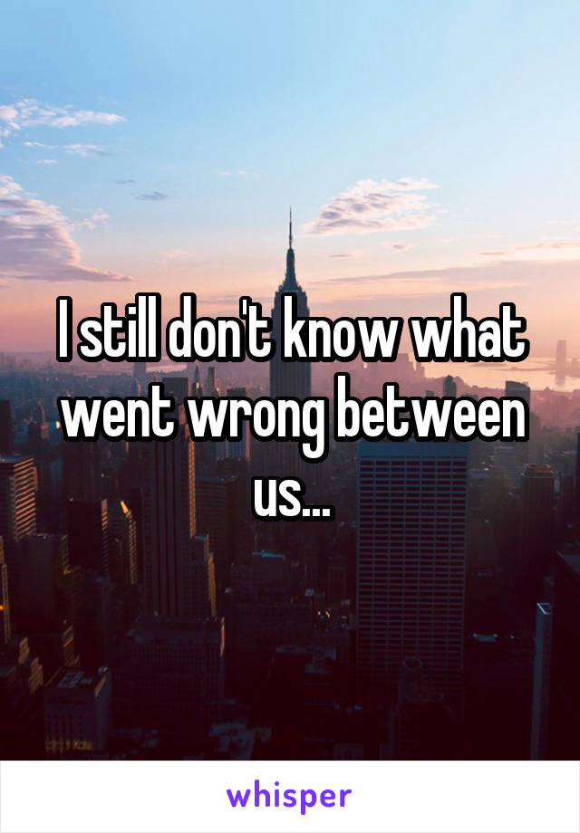 I still don't know what went wrong between us...