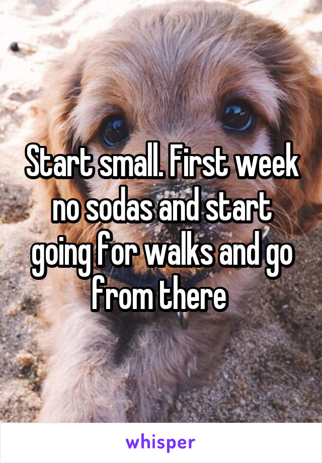 Start small. First week no sodas and start going for walks and go from there 