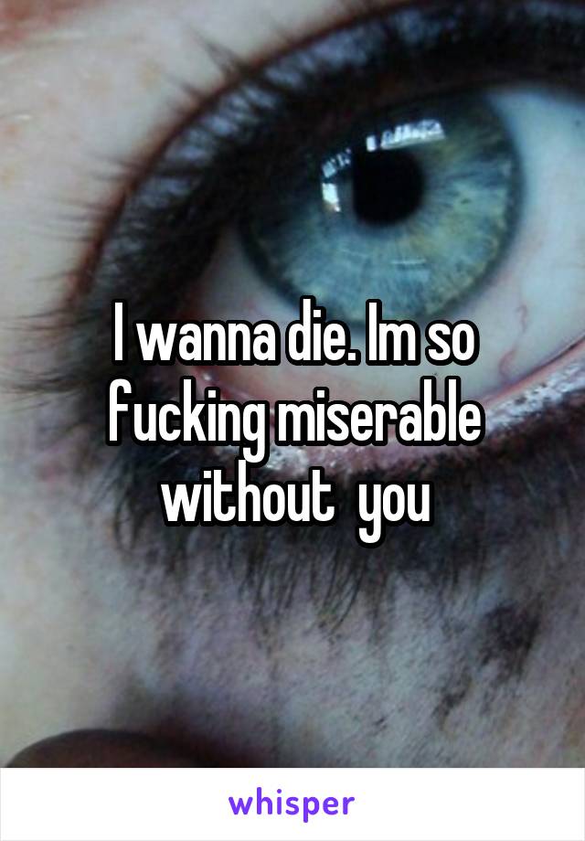 I wanna die. Im so fucking miserable without  you