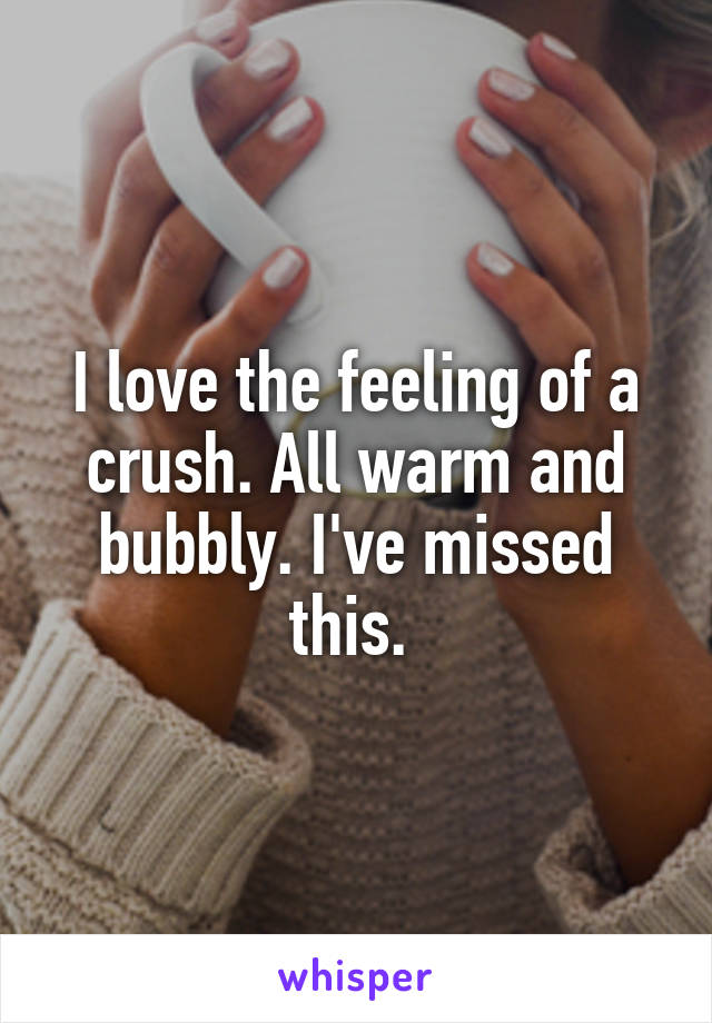 I love the feeling of a crush. All warm and bubbly. I've missed this. 