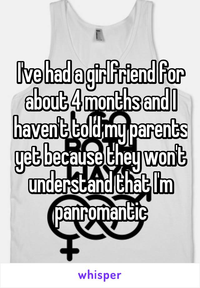 I've had a girlfriend for about 4 months and I haven't told my parents yet because they won't understand that I'm panromantic