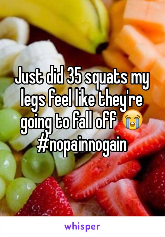 Just did 35 squats my legs feel like they're going to fall off 😭 #nopainnogain