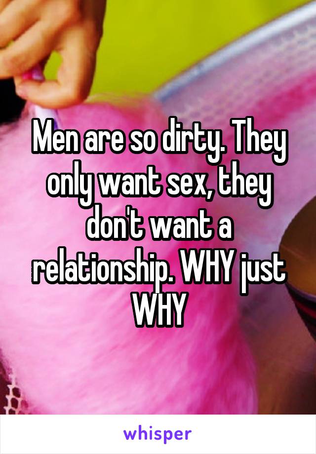 Men are so dirty. They only want sex, they don't want a relationship. WHY just WHY