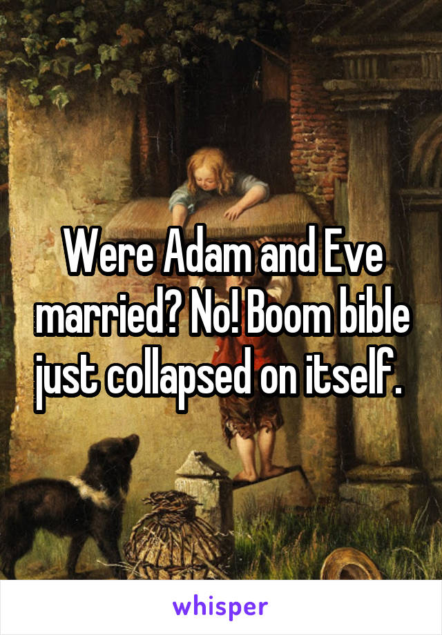 Were Adam and Eve married? No! Boom bible just collapsed on itself. 