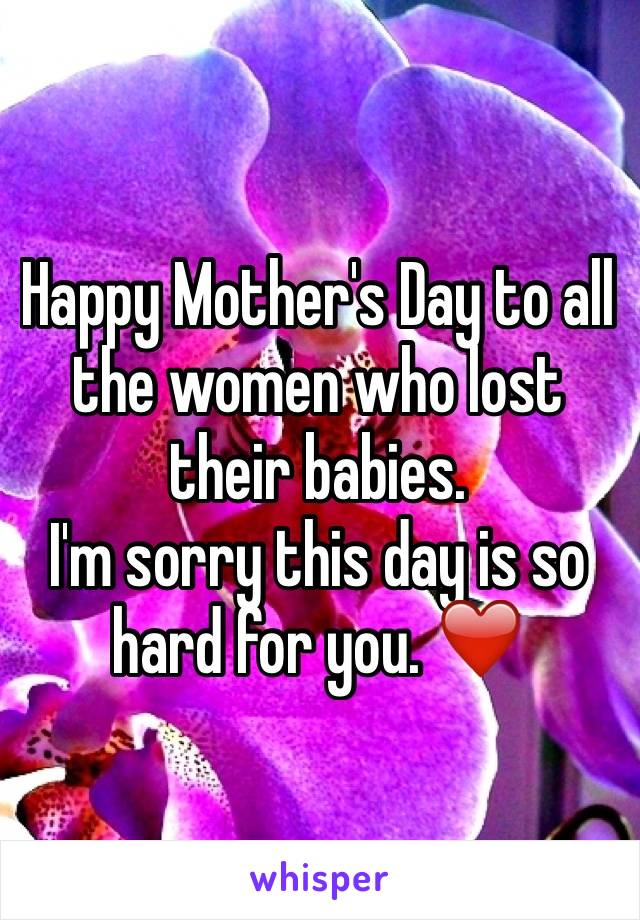 Happy Mother's Day to all the women who lost their babies. 
I'm sorry this day is so hard for you. ❤️