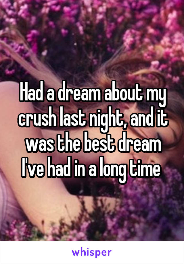 Had a dream about my crush last night, and it was the best dream I've had in a long time 