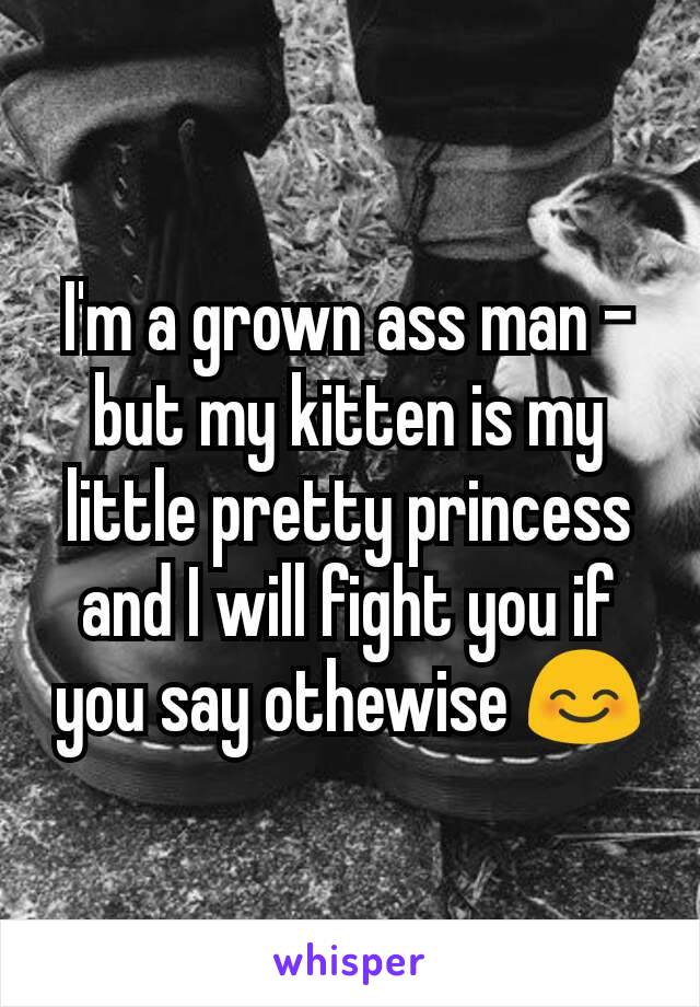 I'm a grown ass man - but my kitten is my little pretty princess and I will fight you if you say othewise 😊