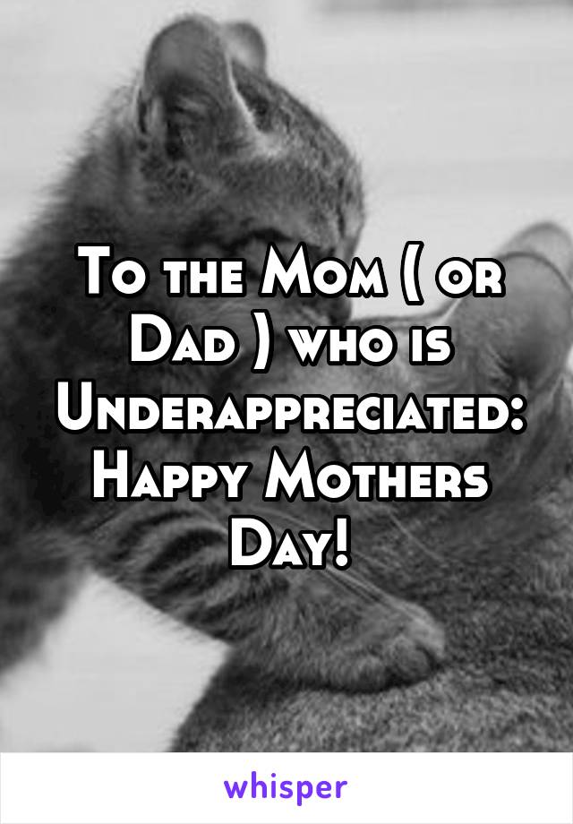 To the Mom ( or Dad ) who is Underappreciated: Happy Mothers Day!