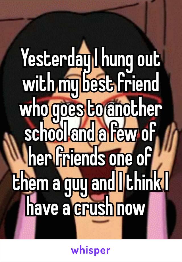 Yesterday I hung out with my best friend who goes to another school and a few of her friends one of them a guy and I think I have a crush now🤔