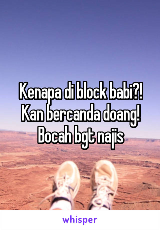 Kenapa di block babi?! Kan bercanda doang! Bocah bgt najis