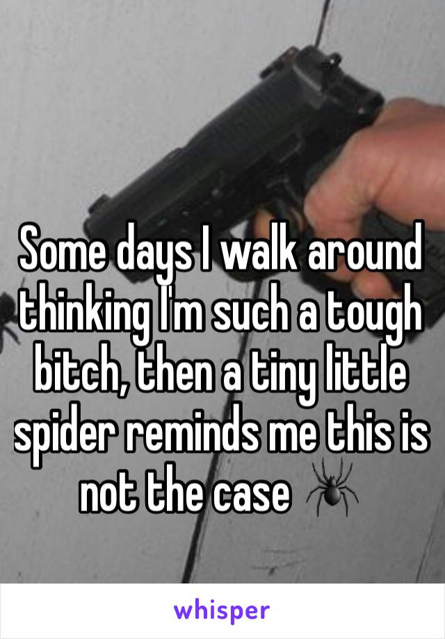 Some days I walk around thinking I'm such a tough bitch, then a tiny little spider reminds me this is not the case 🕷