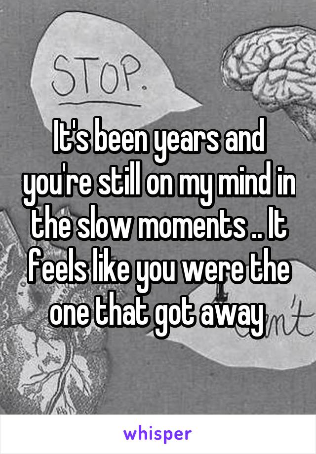 It's been years and you're still on my mind in the slow moments .. It feels like you were the one that got away 