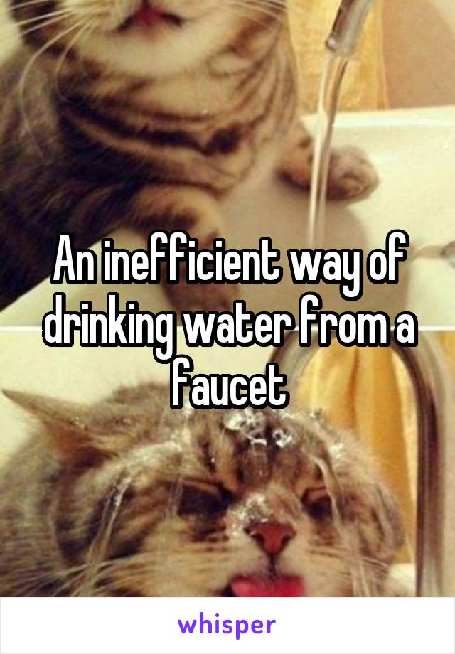 An inefficient way of drinking water from a faucet