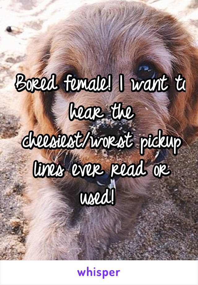 Bored female! I want to hear the cheesiest/worst pickup lines ever read or used! 